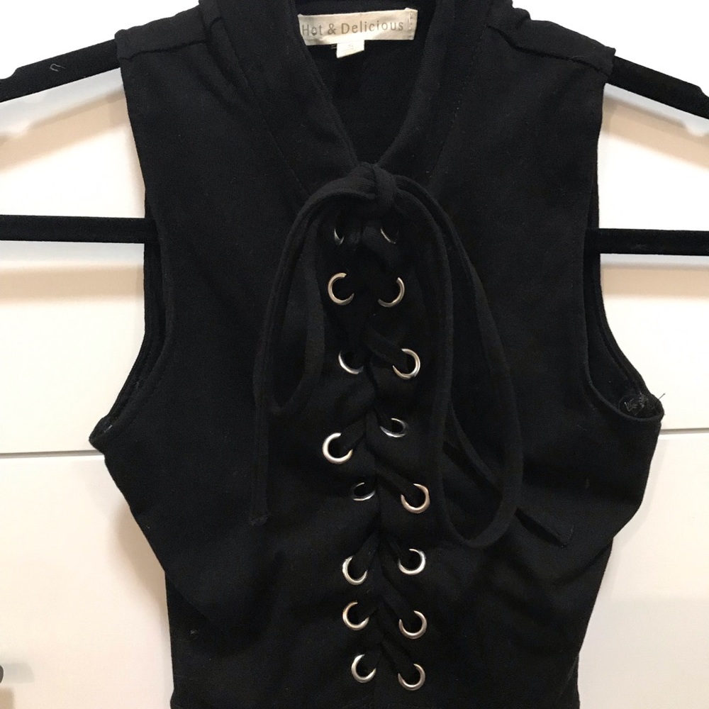 Black top with grommets and tie